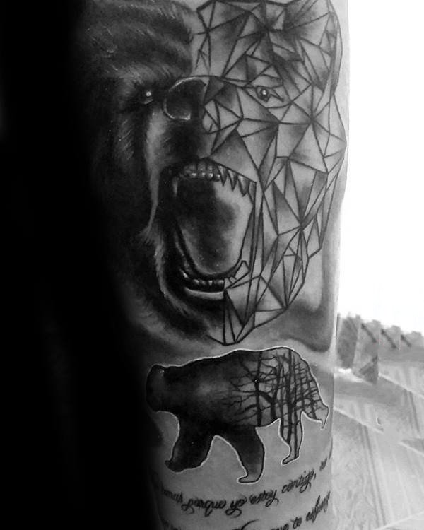 熊纹身   多款时尚的几何熊纹身图案