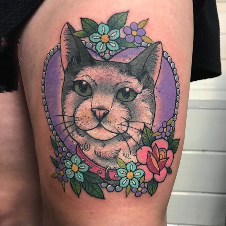 猫咪纹身图案  乖巧可爱的猫咪纹身图案