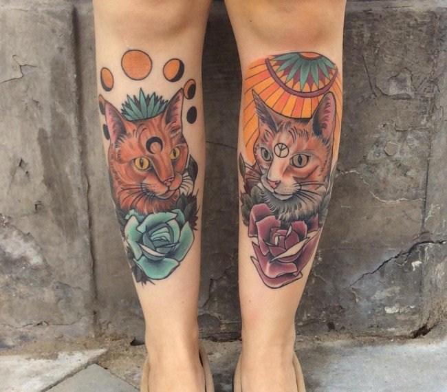 猫咪纹身图案  乖巧可爱的猫咪纹身图案