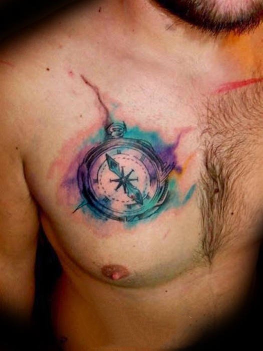 纹身指南针  方向明确的指南针纹身图案