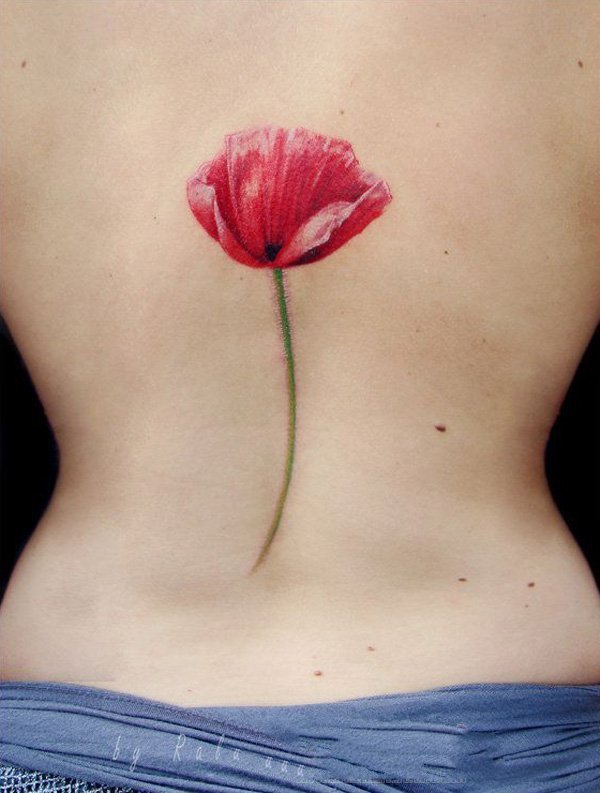 罂粟花纹身图片   鲜丽娇媚的罂粟花纹身图案