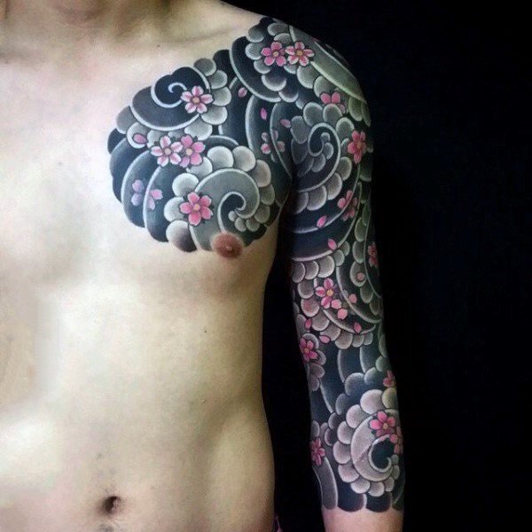 樱花 纹身图案    花色迷人的樱花纹身图案