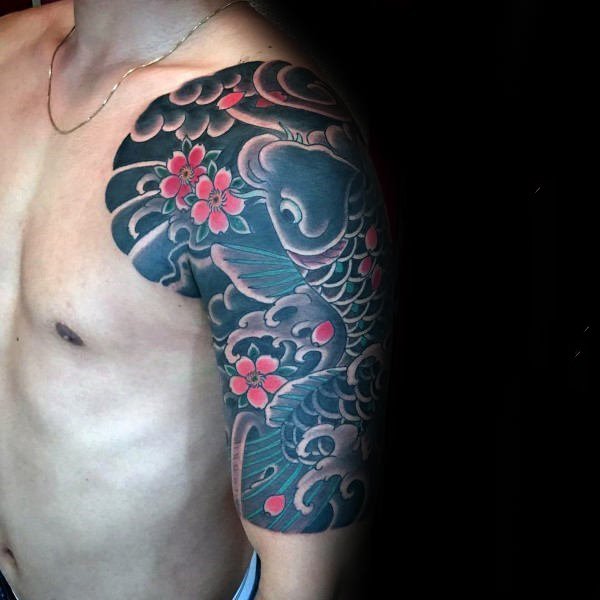 樱花 纹身图案    花色迷人的樱花纹身图案