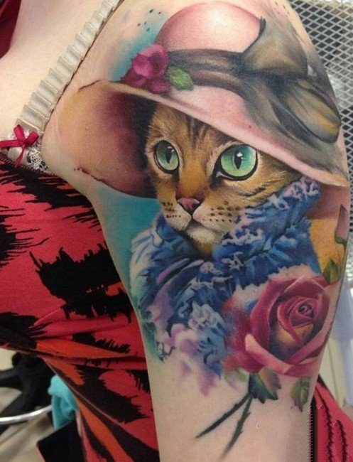 小猫咪纹身  淘气而又灵巧的小猫咪纹身图案