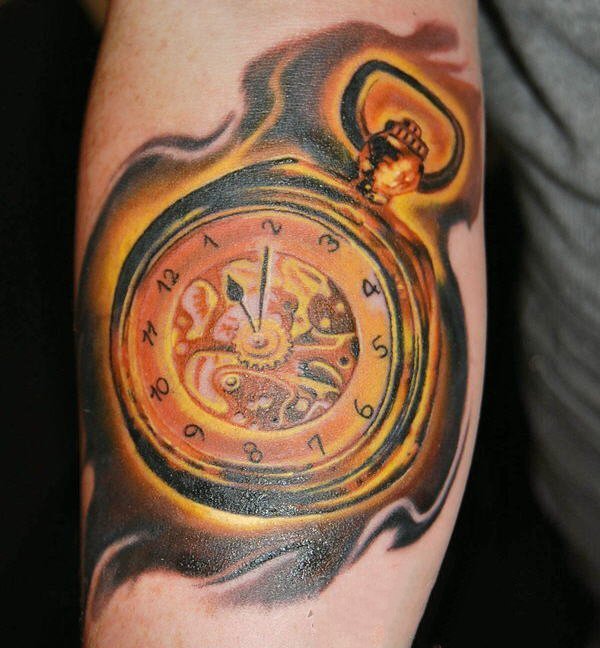 时钟纹身   滴答滴答的时钟纹身图案