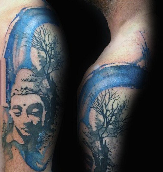 纹身树木的图像   绿树成荫的树木图像纹身图案
