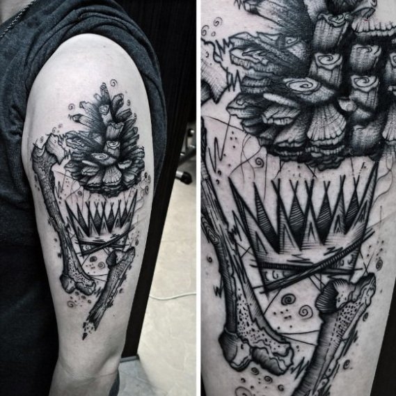纹身植物图案   具有别样生命力的松果纹身图案
