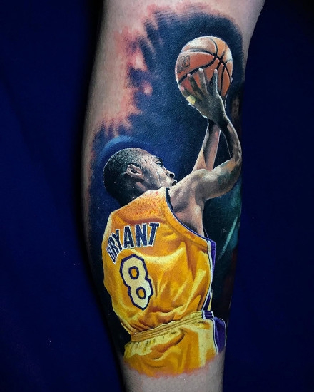几张优秀的NBA球星肖像纹身图案作品