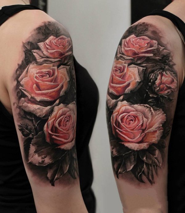 玫瑰纹身图   娇艳多姿的玫瑰纹身图案