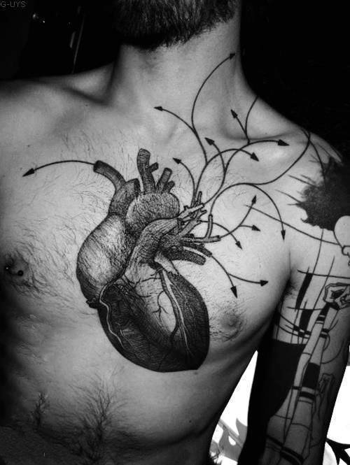 心脏纹身图案   多款黑色色调的心脏纹身图案