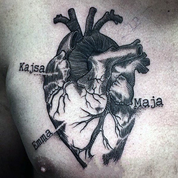 心脏纹身图案   多款黑色色调的心脏纹身图案