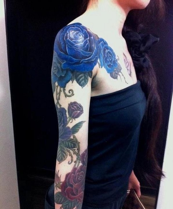 纹身玫瑰花  芳香四溢的玫瑰花纹身图案