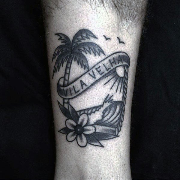 棕榈树纹身图案   根深叶茂的棕榈树纹身图案