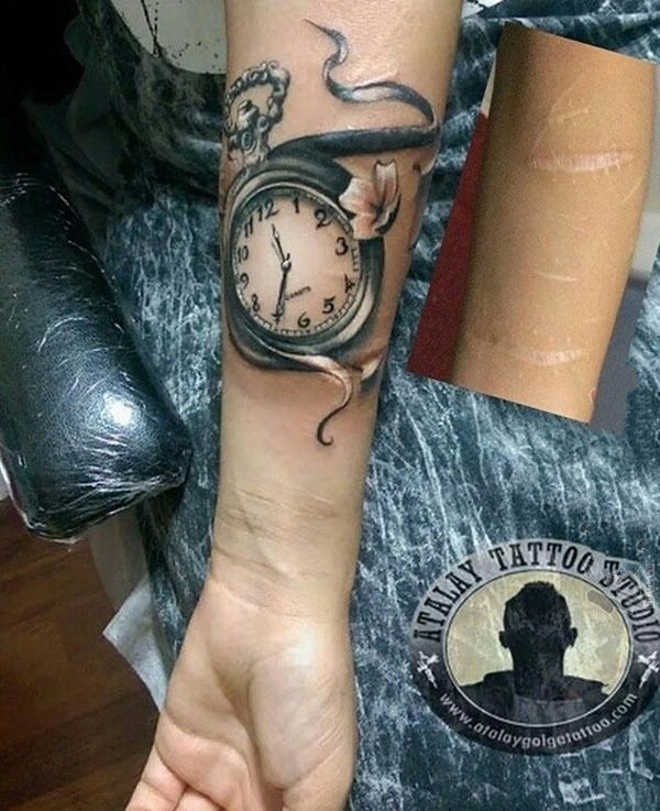 时钟纹身   多款技艺精湛的时钟纹身图案