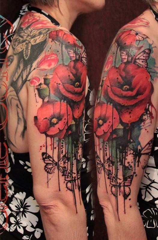罂粟花纹身图片   妖艳却又致命的罂粟花纹身图案