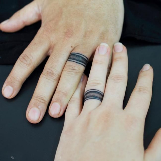 手指纹身戒指   多款适合情侣的戒指纹身图案