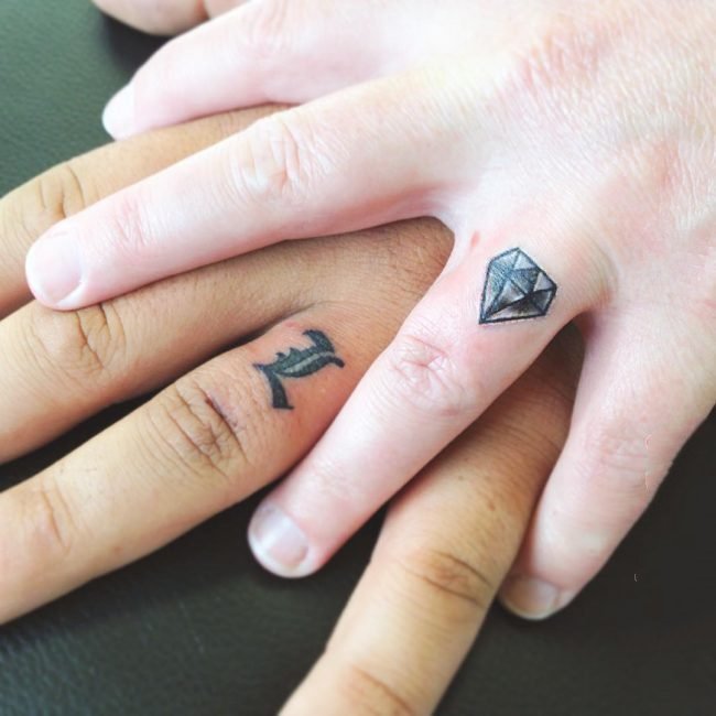 手指纹身戒指   多款适合情侣的戒指纹身图案