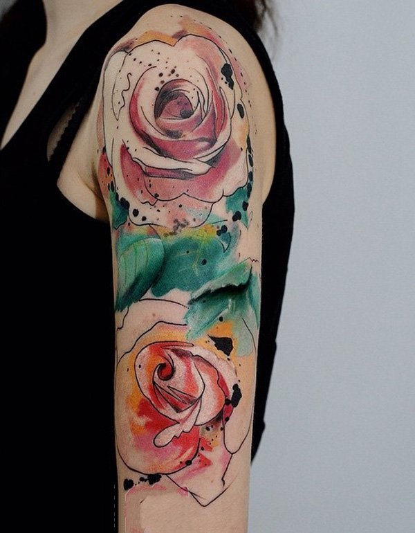 玫瑰纹身图   美艳欲滴的玫瑰花纹身图案