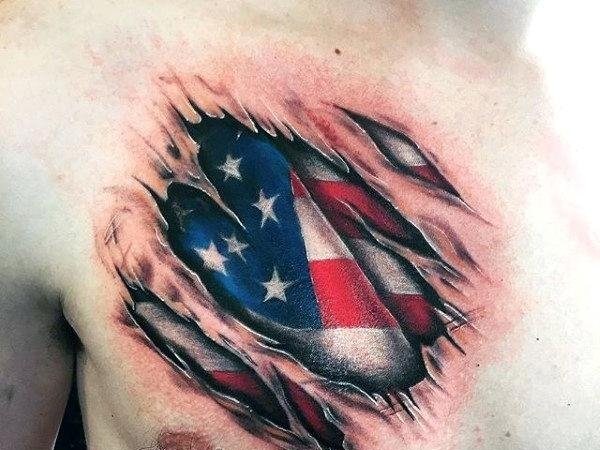 美国国旗纹身  意义独特的美国国旗纹身图案