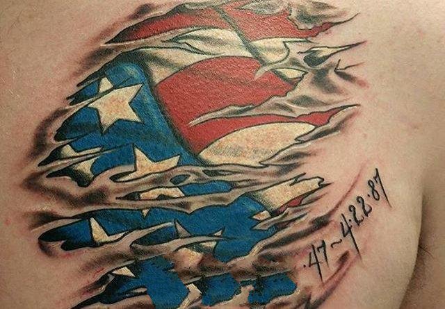 美国国旗纹身  意义独特的美国国旗纹身图案