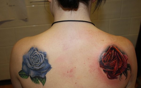 玫瑰纹身图  娇艳欲滴的玫瑰花纹身图案