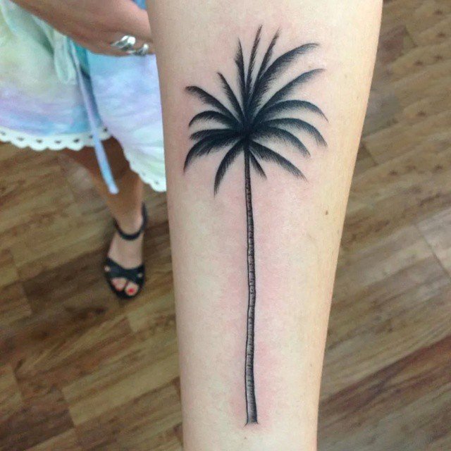 椰树纹身图案 多款小清新文艺纹身素描椰树纹身图案