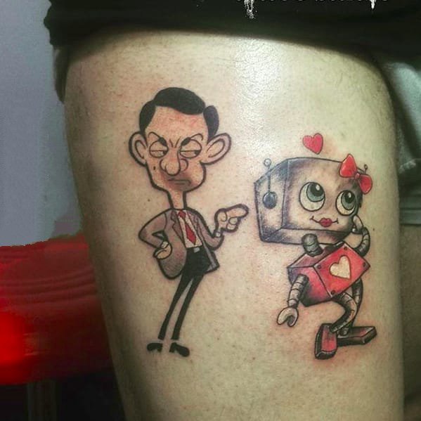 人物肖像纹身 有趣的喜剧艺人憨豆先生纹身图案