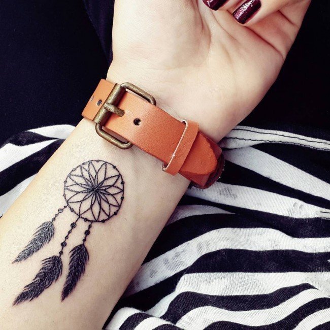 极简线条纹身 女生喜爱的黑色创意手腕纹身图案