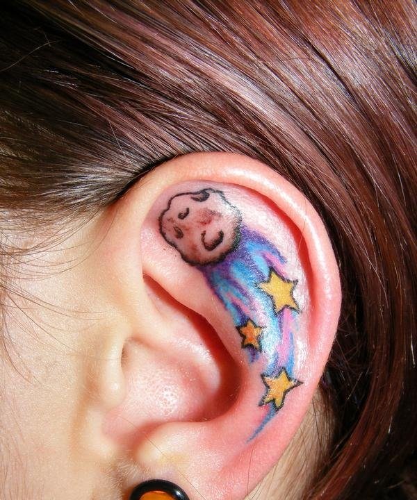 纹身耳朵  极简创意的耳朵小纹身图案