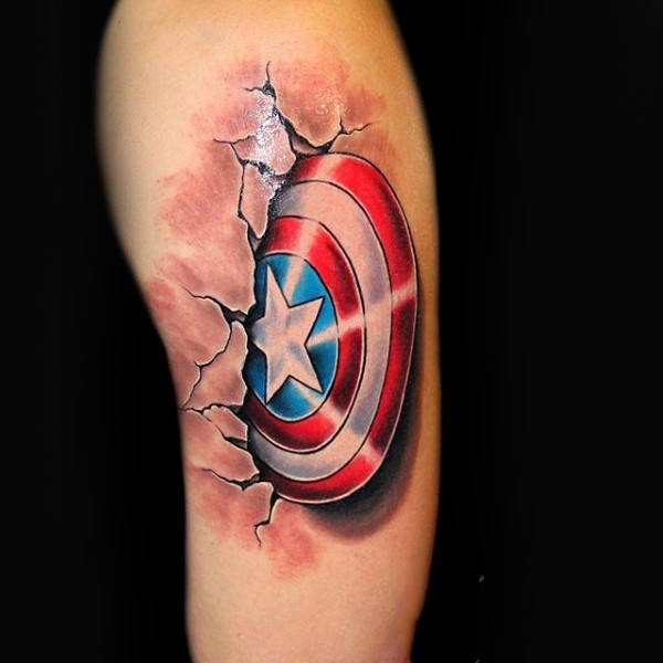 英雄纹身图案  极具创意的英雄美国队长纹身图案
