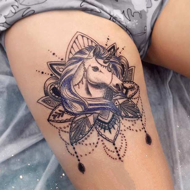 女生唯美纹身 唯美的动物和花朵纹身图案