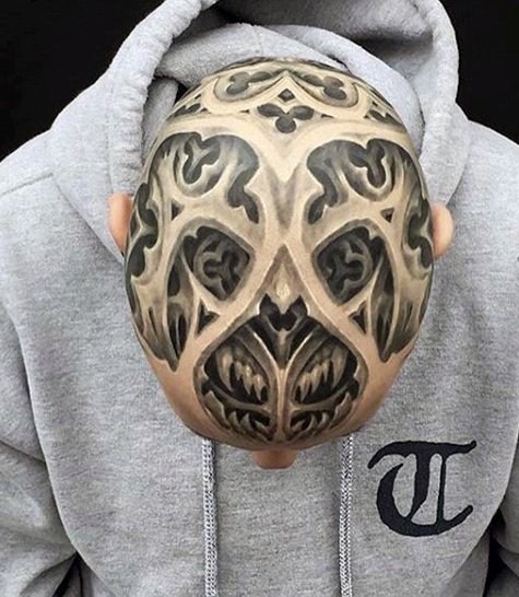 头部纹身图案   适合男生的头部纹身图案