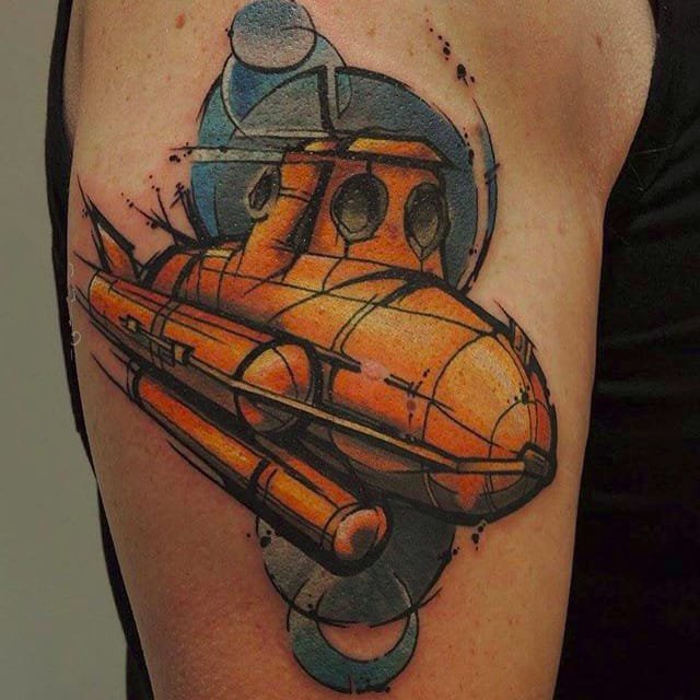 创意纹身  神秘的潜艇纹身图案