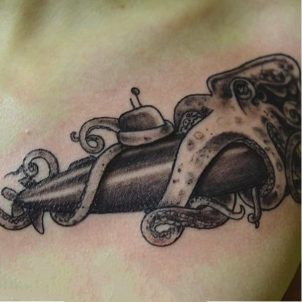 创意纹身  神秘的潜艇纹身图案