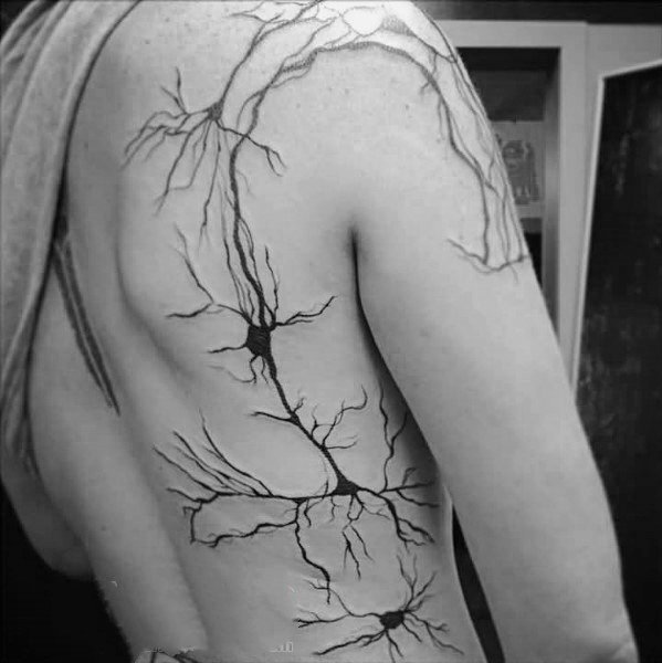 简单神经元纹身图片   设计感十足的创意神经元纹身图案