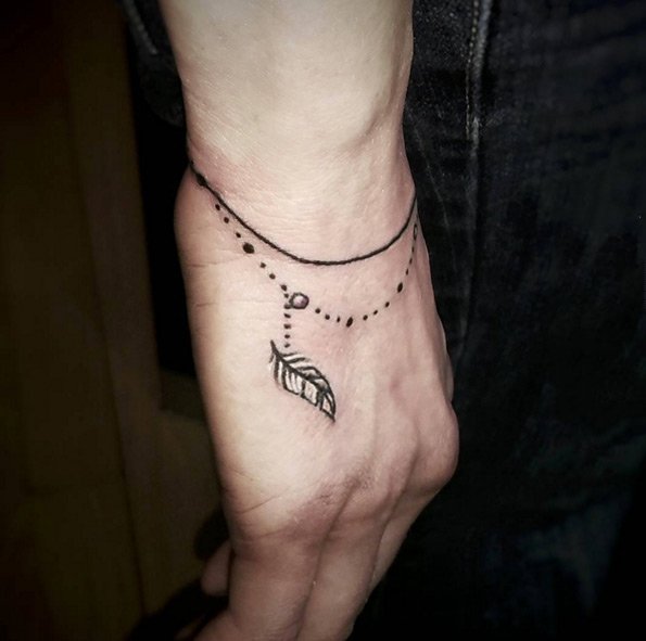 纹身手链图案 文艺十足的黑色简单手链纹身图案