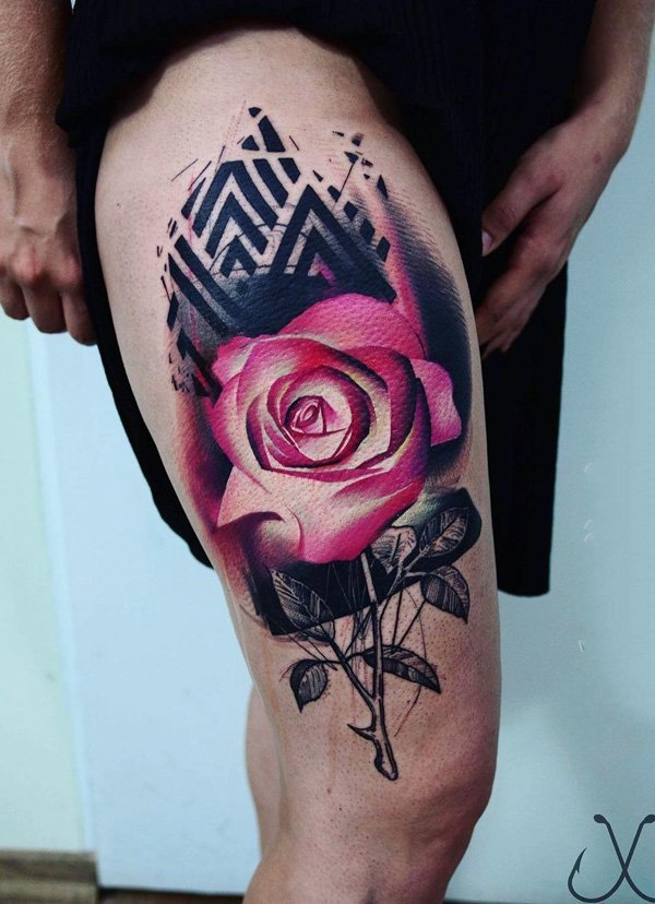 玫瑰纹身图    蓓蕾初开的玫瑰纹身图案