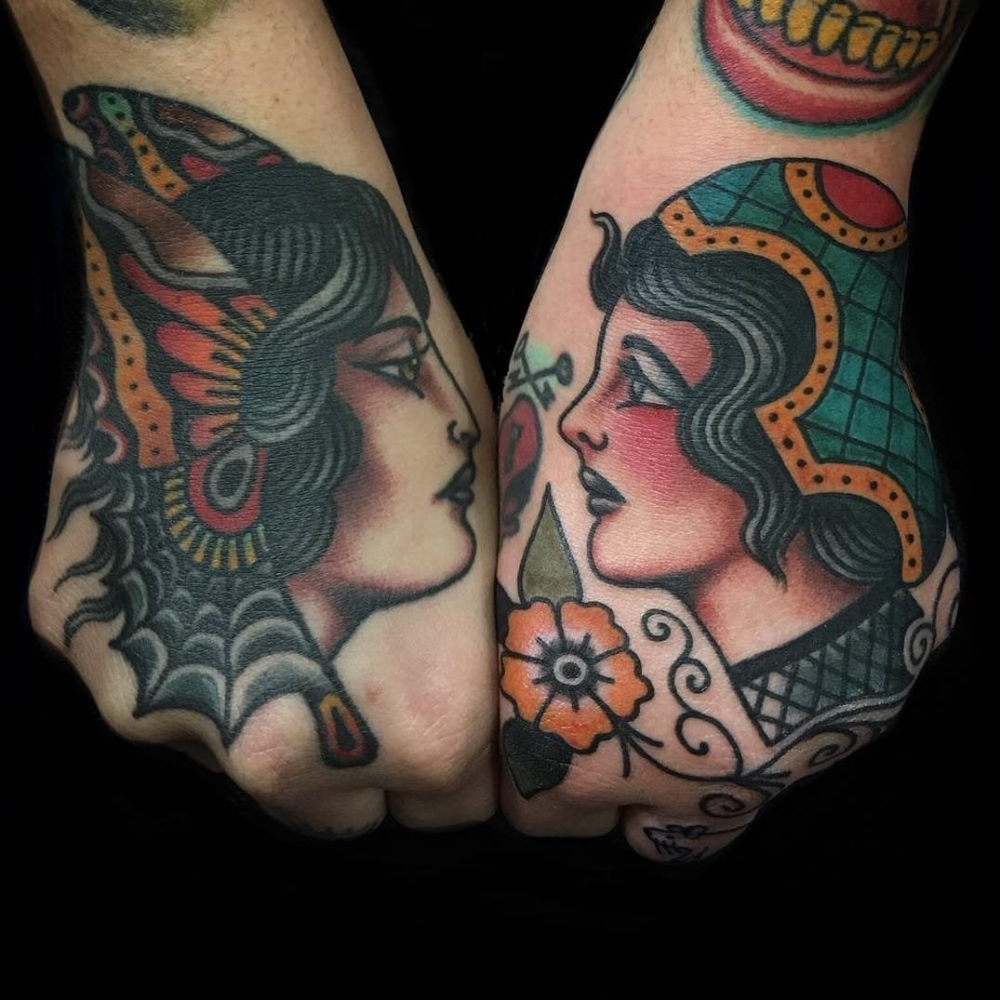 女人头纹身图案   多款艺术纹身彩绘风格和黑白灰风格的女人头纹身图案