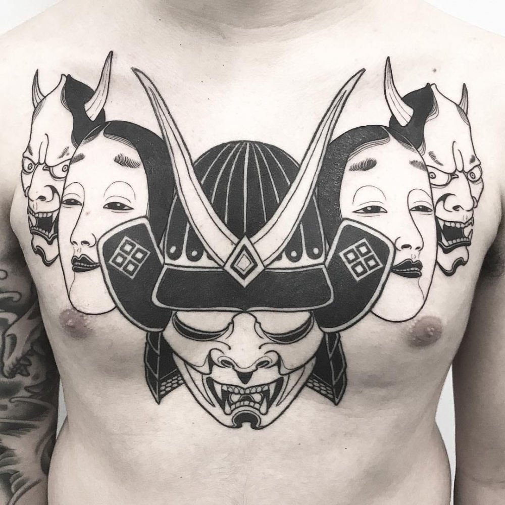 妖魔鬼怪纹身    男人纹身彩绘和黑白灰风格妖魔鬼怪纹身凶猛纹身图案