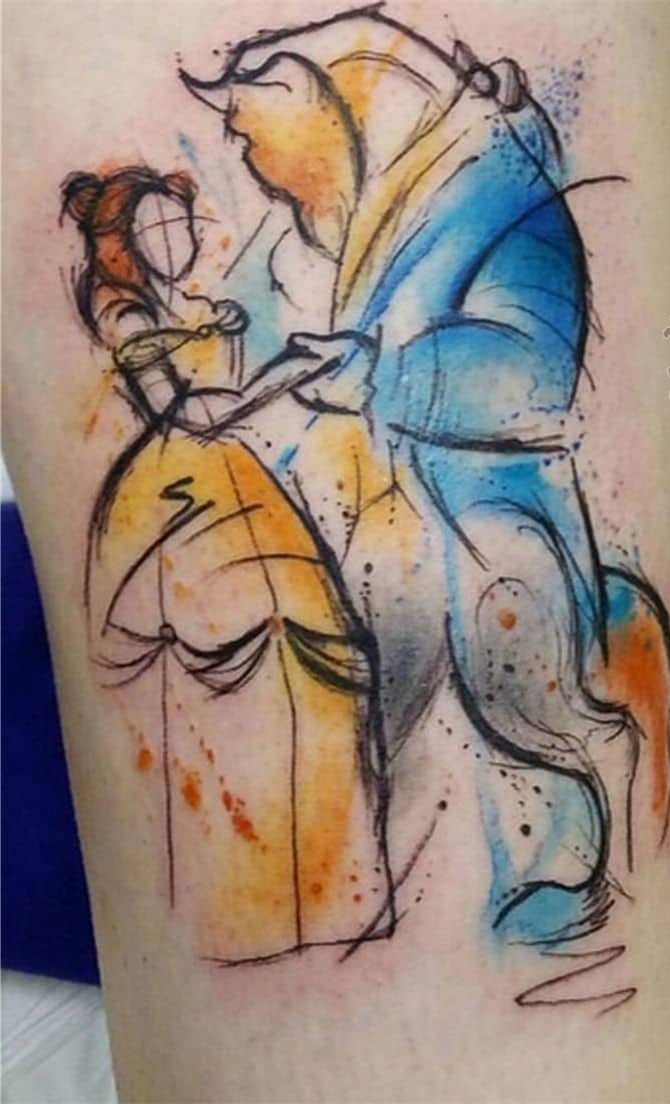 彩色花臂纹身图案 水彩泼墨纹身中国风彩色花臂纹身图案大全
