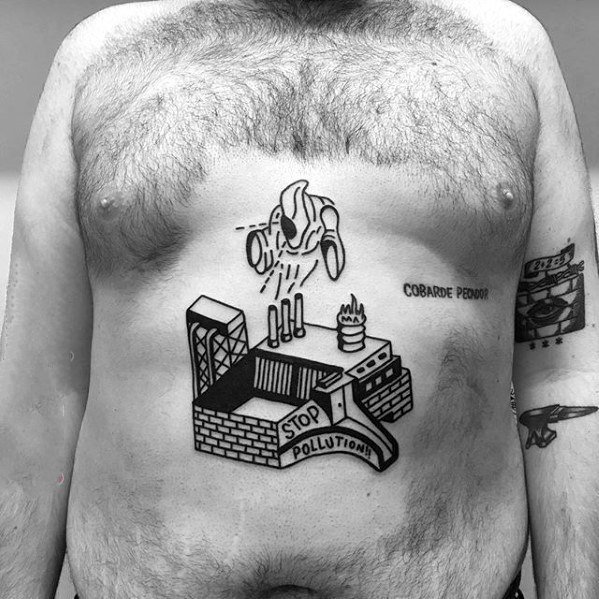 纹身图案胸部男   简单而又别致的男生胸部纹身图案
