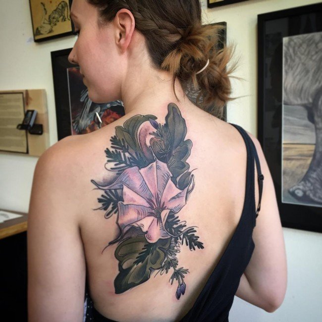 纹身植物图案  花香醉人的花朵纹身图案