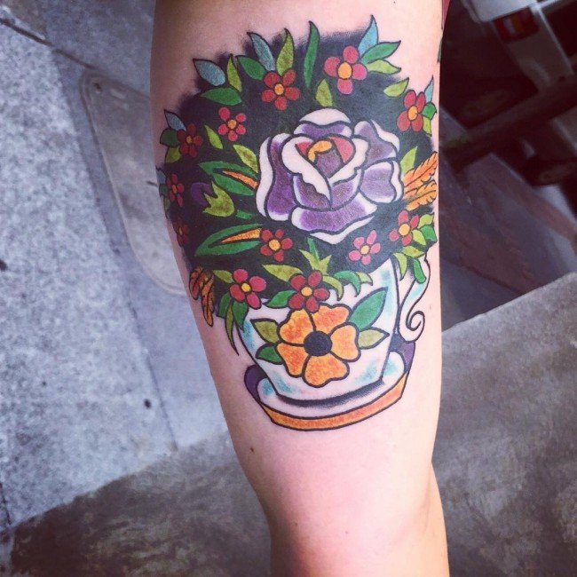 纹身植物图案  花香醉人的花朵纹身图案