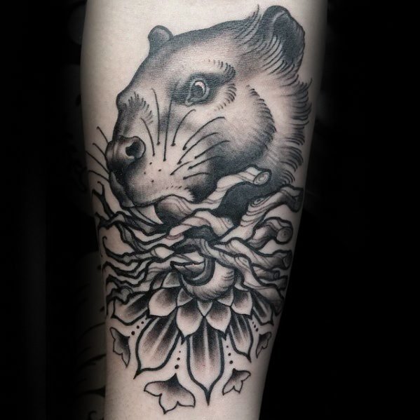 小动物纹身  活泼可爱的海狸纹身图案