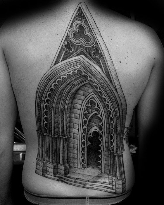 教堂纹身图案   神圣虔诚的教堂纹身图案