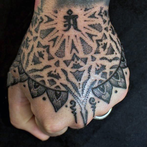 手背纹身  多款黑灰色调的手背纹身图案