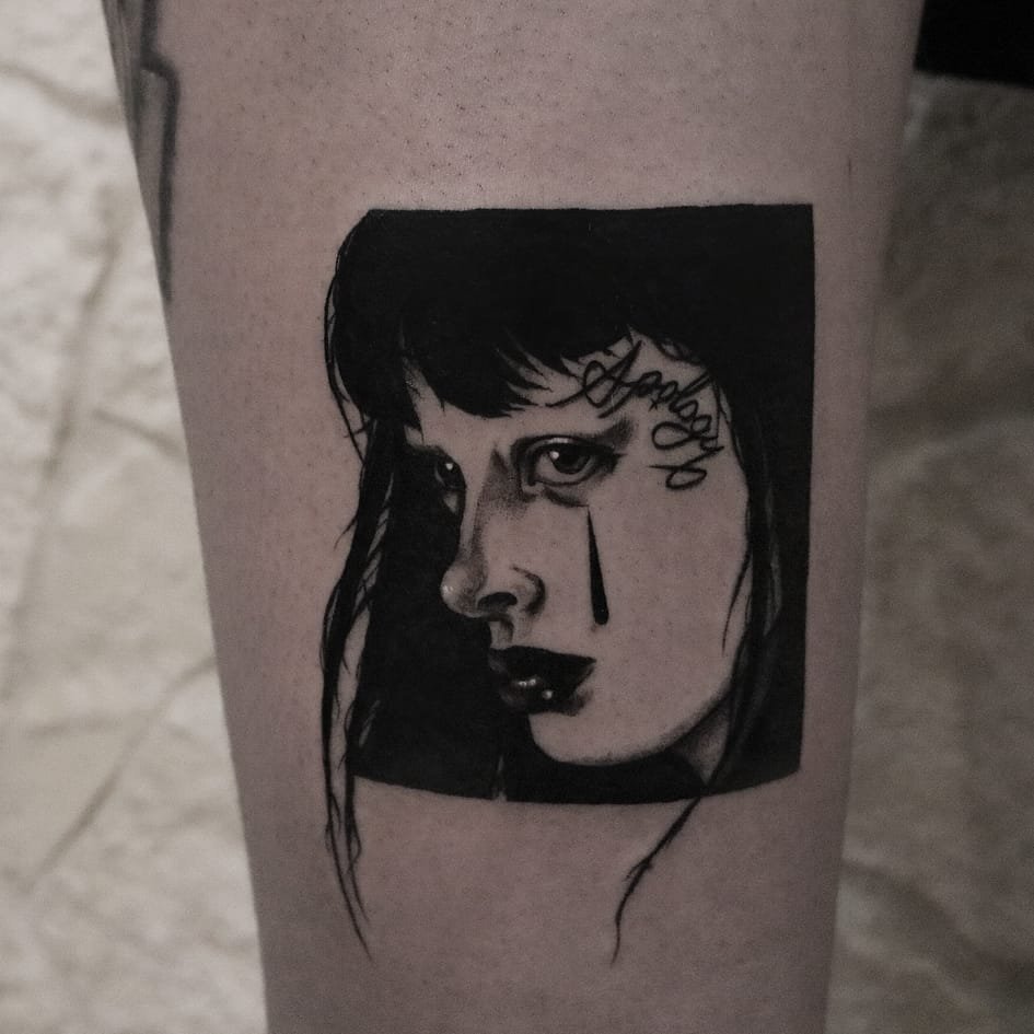 女性头像纹身   身体各个部位的女人肖像头像纹身图案作品