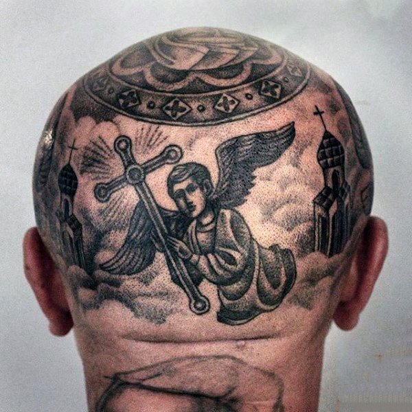 男性头部纹身_11张男性霸气的头部个性纹身图案作品