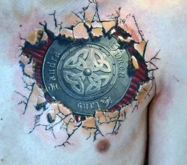 盾牌纹身图案_11张个性的兵器武器盾牌纹身作品图片