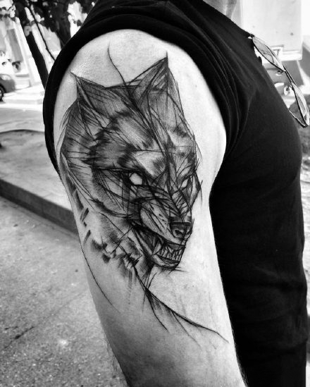动物线条纹身_9张国外大师的黑灰线条动物纹身图案作品图片